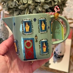 NWT Anthropologie Green Chalet House Christmas Village Holiday Ceramic Creamer